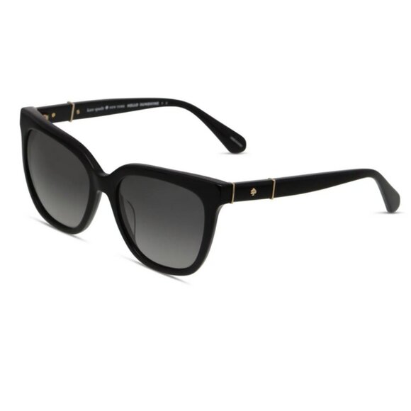 Kate Spade Khali Designer Sunglasses Black Silver w/Grey Lens Oversized Classic - Picture 2 of 3